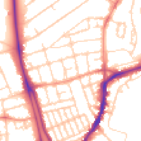 Daytime road noise heatmap for SO14 0TN