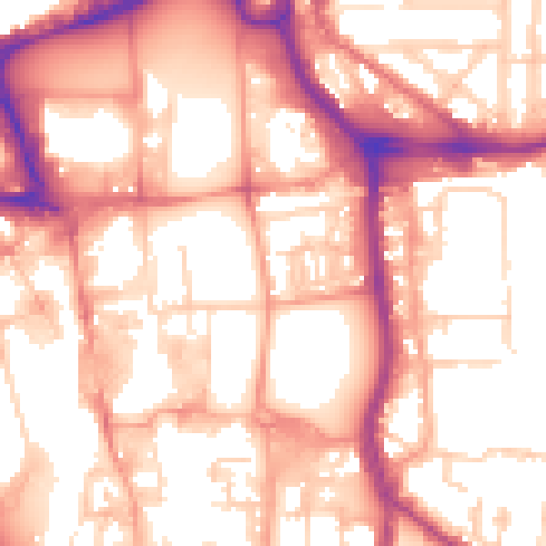 Daytime road noise heatmap for SO14 1BZ