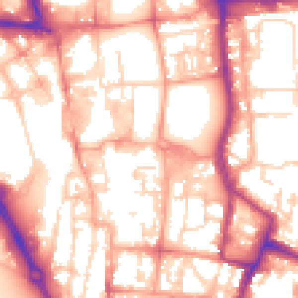 Daytime road noise heatmap for SO14 1JX