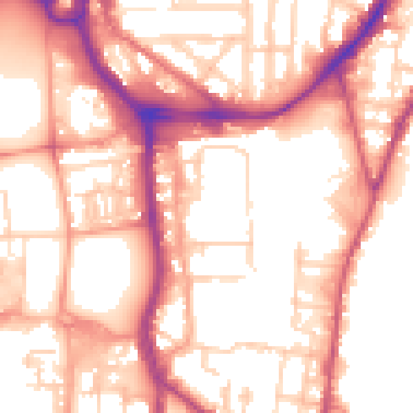 Daytime road noise heatmap for SO14 1LU