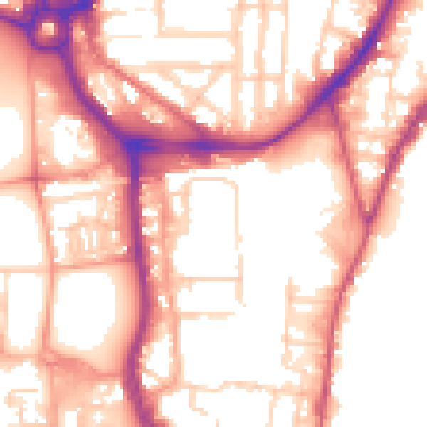 Daytime road noise heatmap for SO14 1PZ