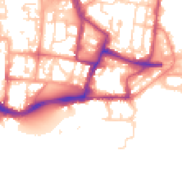 Daytime road noise heatmap for SO14 3AL