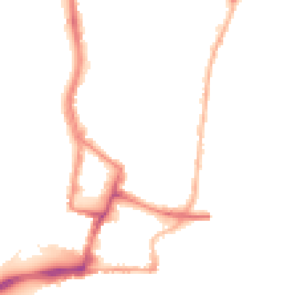 Night-time road noise heatmap for SO14 3GB