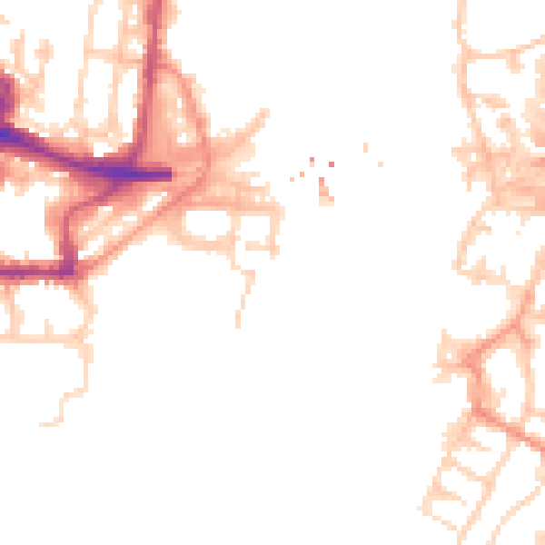 Daytime road noise heatmap for SO14 3GP