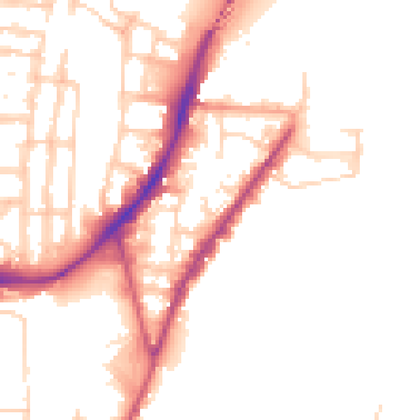 Daytime road noise heatmap for SO14 5AD