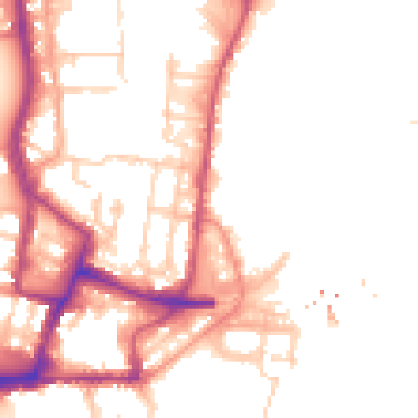 Daytime road noise heatmap for SO14 5BW