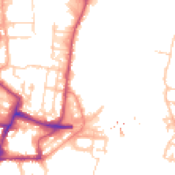 Daytime road noise heatmap for SO14 5DJ