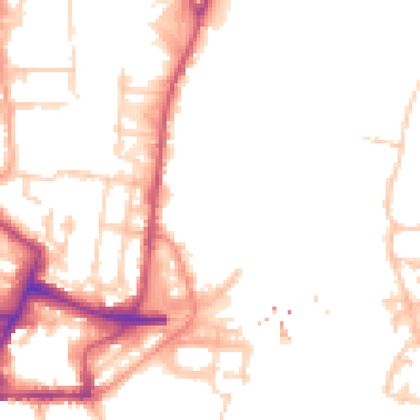 Daytime road noise heatmap for SO14 5DL
