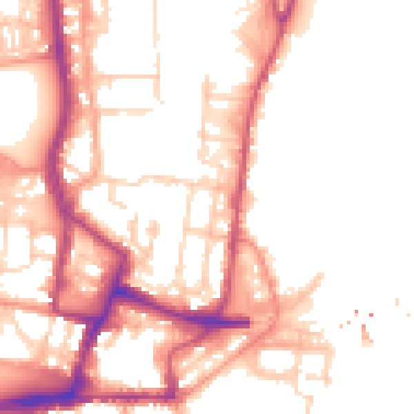 Daytime road noise heatmap for SO14 5GN