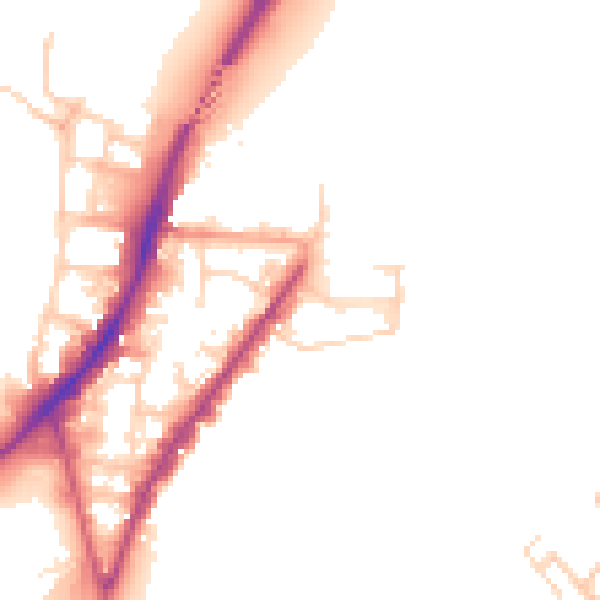 Daytime road noise heatmap for SO14 5QN