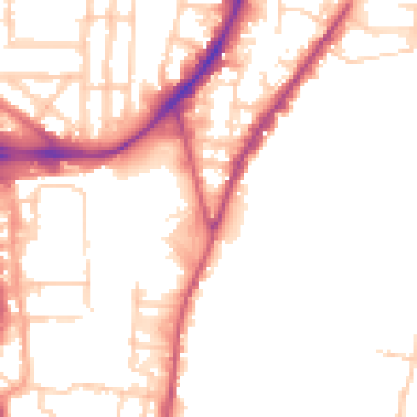 Daytime road noise heatmap for SO14 5RG