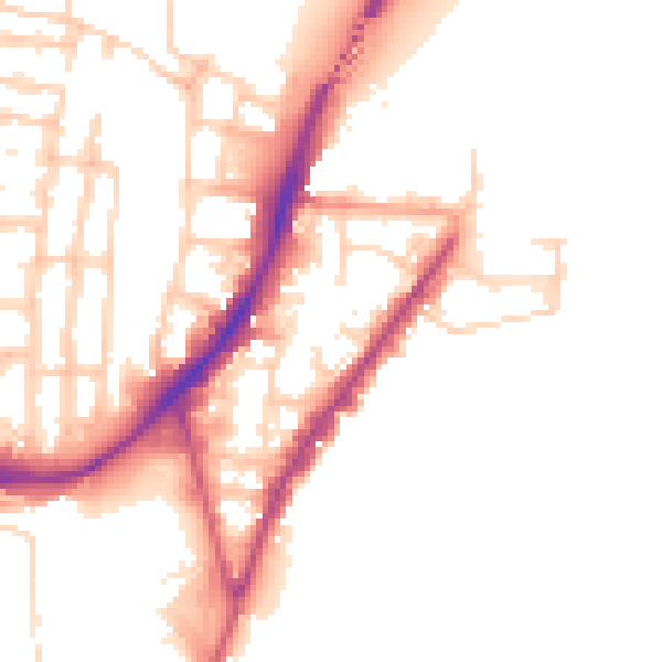 Daytime road noise heatmap for SO14 5SN