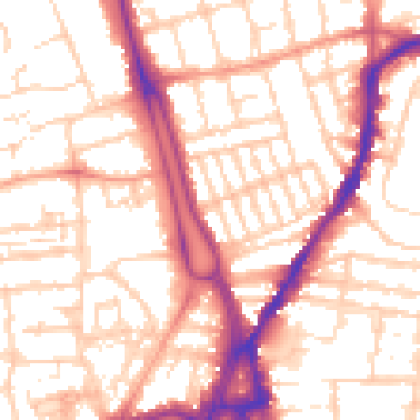 Daytime road noise heatmap for SO14 6FP