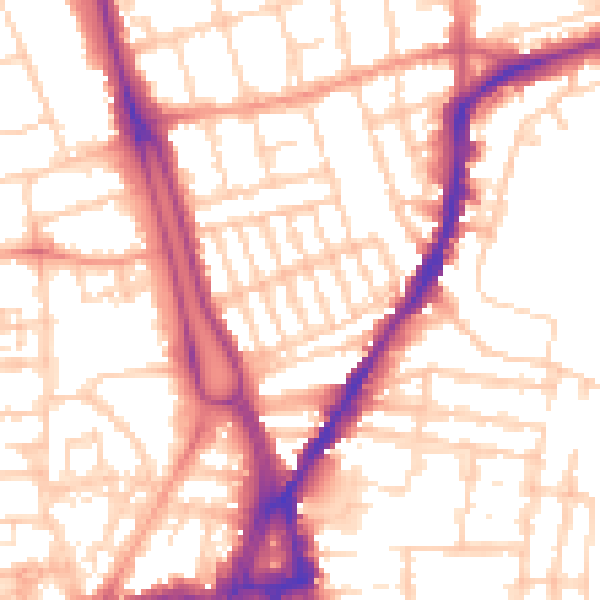 Daytime road noise heatmap for SO14 6GF