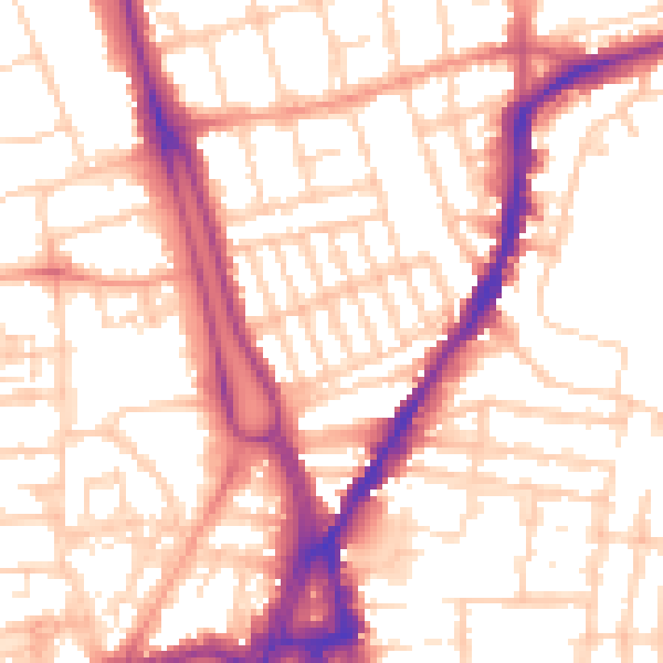 Daytime road noise heatmap for SO14 6GG