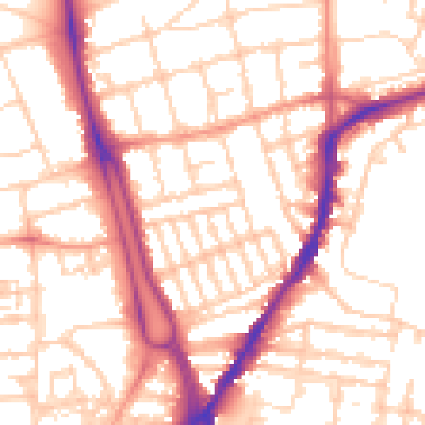 Daytime road noise heatmap for SO14 6GQ