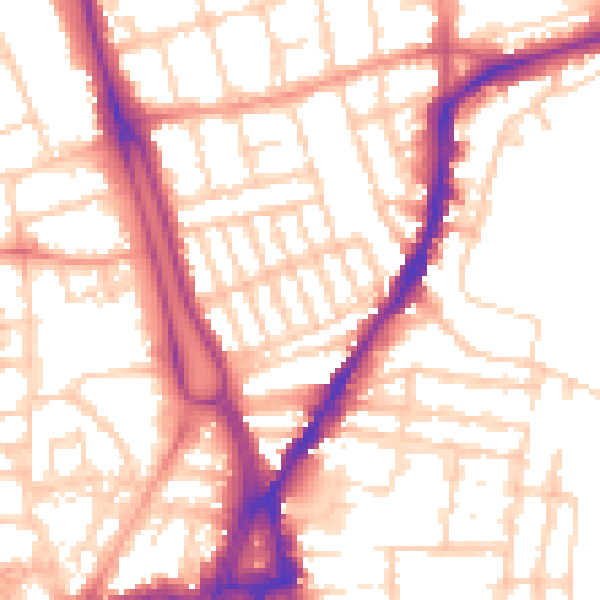 Daytime road noise heatmap for SO14 6GX
