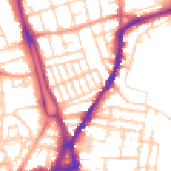 Daytime road noise heatmap for SO14 6GZ