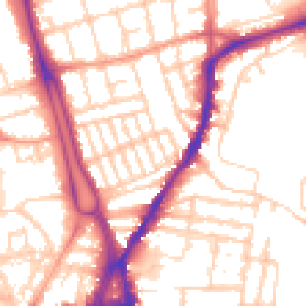 Daytime road noise heatmap for SO14 6HA