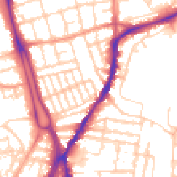 Daytime road noise heatmap for SO14 6HP
