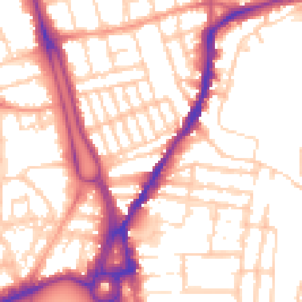 Daytime road noise heatmap for SO14 6HZ