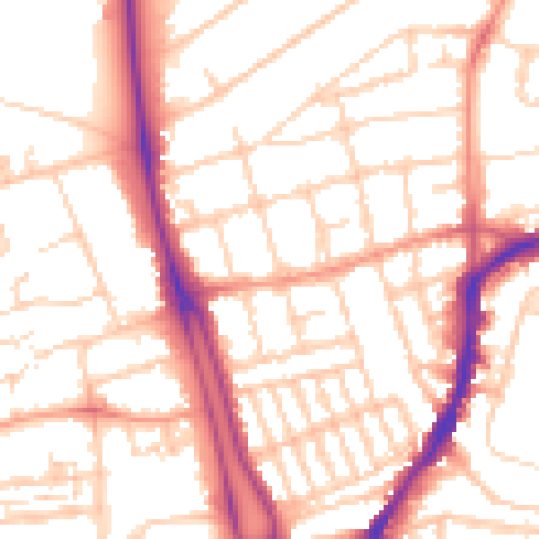 Daytime road noise heatmap for SO14 6QS
