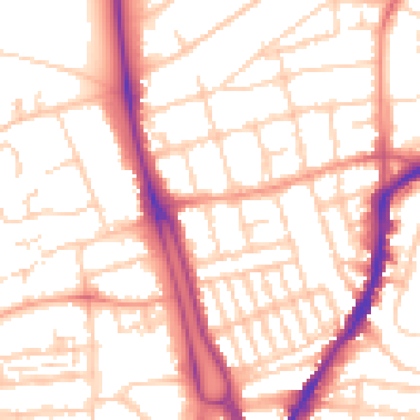 Daytime road noise heatmap for SO14 6QT