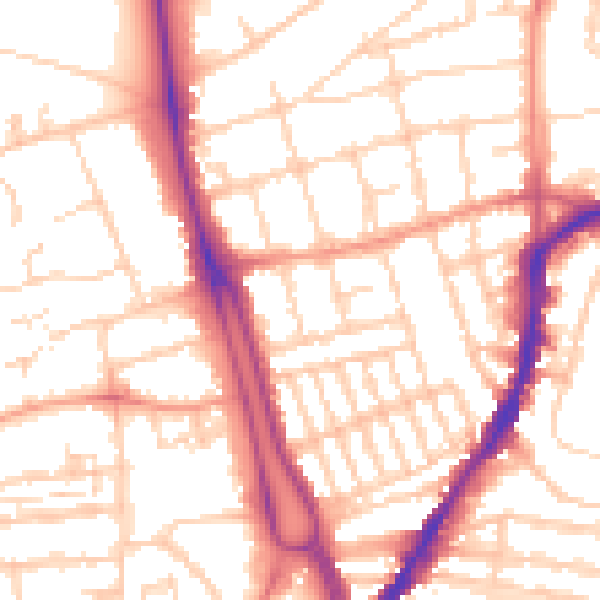 Daytime road noise heatmap for SO14 6QW