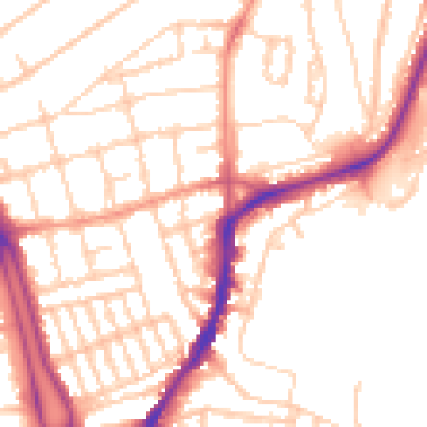 Daytime road noise heatmap for SO14 6RQ