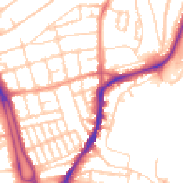 Daytime road noise heatmap for SO14 6RR