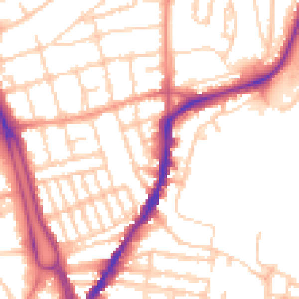Daytime road noise heatmap for SO14 6RX