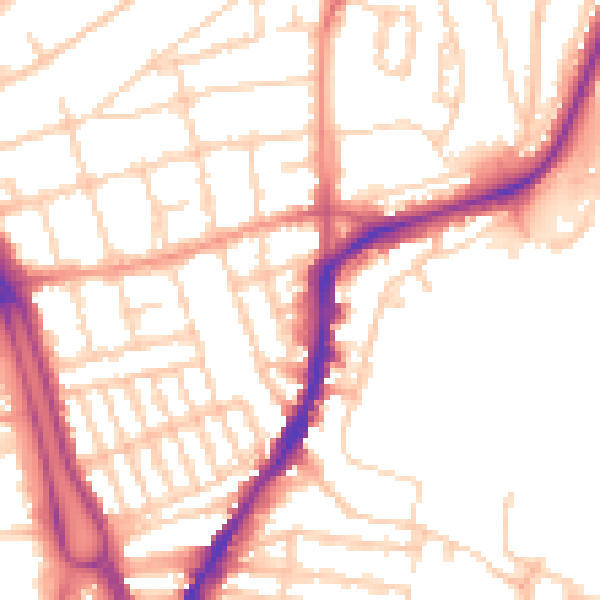 Daytime road noise heatmap for SO14 6RY