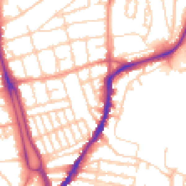 Daytime road noise heatmap for SO14 6RZ