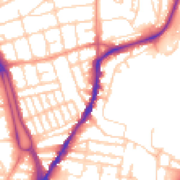 Daytime road noise heatmap for SO14 6SA