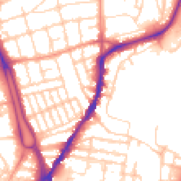 Daytime road noise heatmap for SO14 6SB