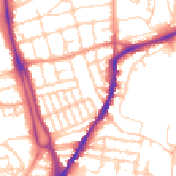 Daytime road noise heatmap for SO14 6SD