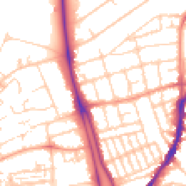 Daytime road noise heatmap for SO14 6TE