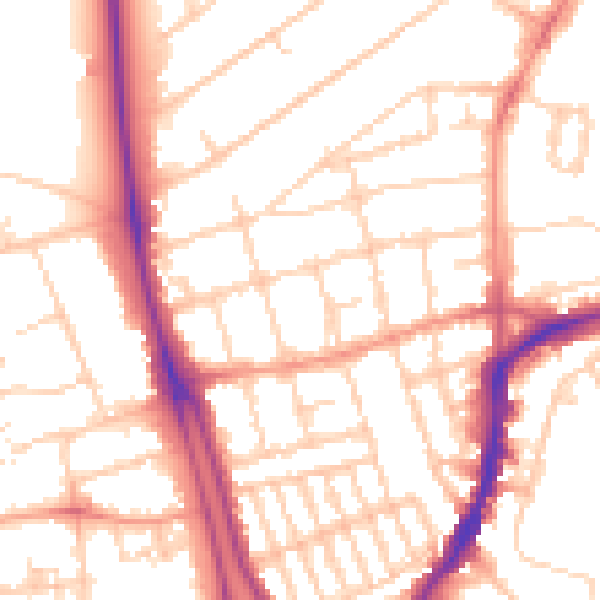 Daytime road noise heatmap for SO14 6TG