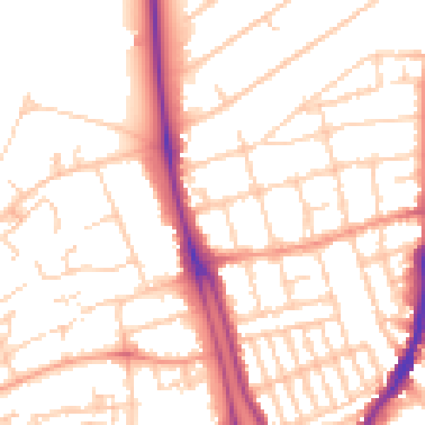 Daytime road noise heatmap for SO14 6TS