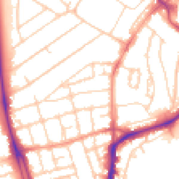 Daytime road noise heatmap for SO14 6UP