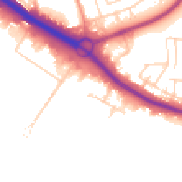 Daytime road noise heatmap for SO15 0AE