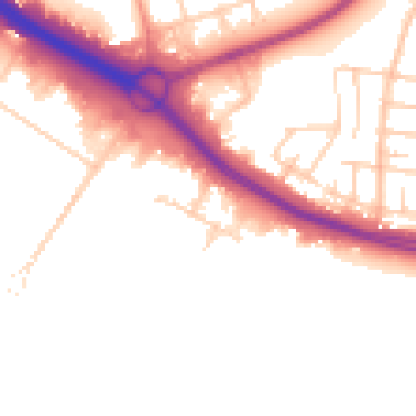 Daytime road noise heatmap for SO15 0AR