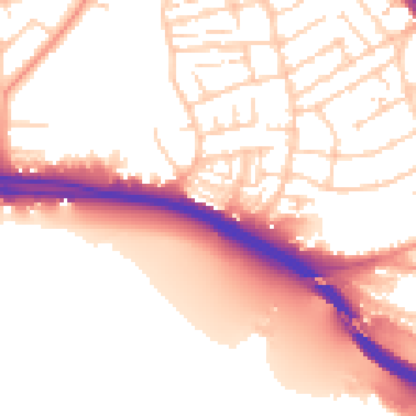 Daytime road noise heatmap for SO15 0HU