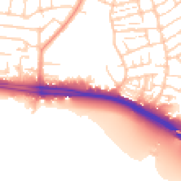 Daytime road noise heatmap for SO15 0HW