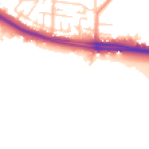 Daytime road noise heatmap for SO15 0JW
