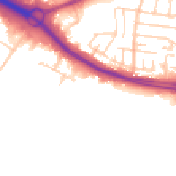 Daytime road noise heatmap for SO15 0JY