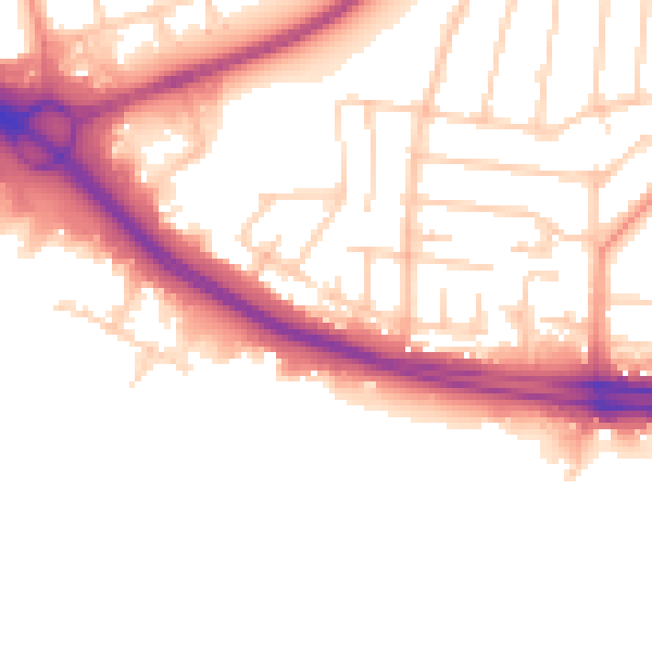 Daytime road noise heatmap for SO15 0JZ
