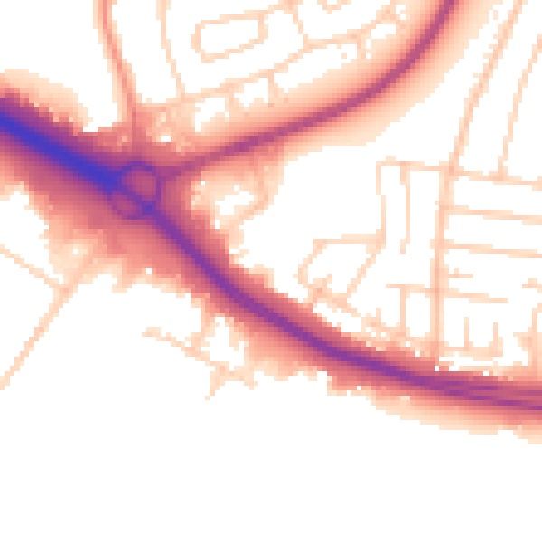 Daytime road noise heatmap for SO15 0LA