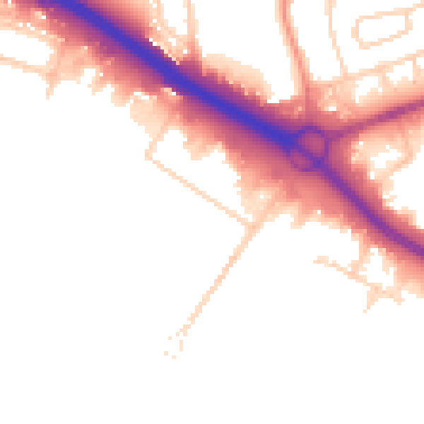 Daytime road noise heatmap for SO15 0LJ