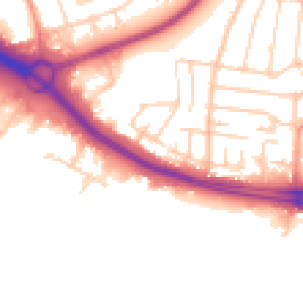 Daytime road noise heatmap for SO15 0LL